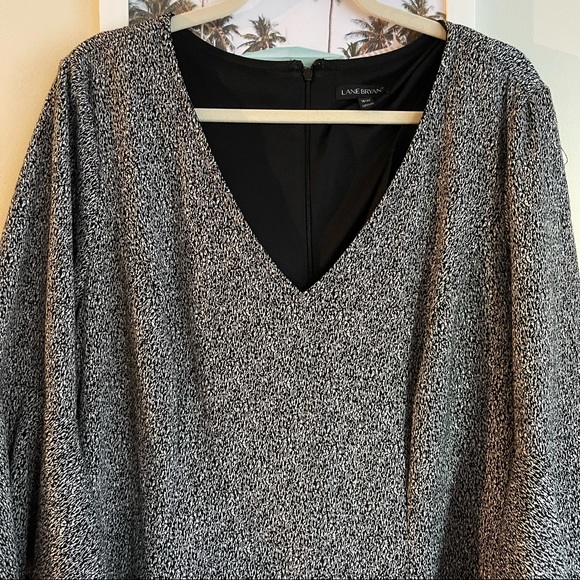 Lane Bryant V-neck Grey Mini Skater Dress - Picture 4 of 6